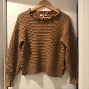 Madewell ruffle sleeve sweater in tan size medium